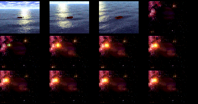 Twelve frames from the Eternal Champions intro showing real animation