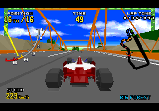 Virtua Racing Deluxe at speed on the bridge